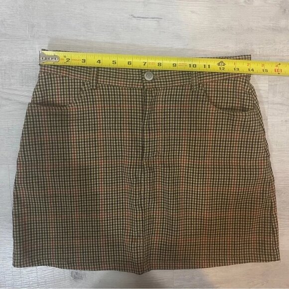 Brandy Melville California Y2K Preppy Neutral Brown Checkered Mini Skirt S - Picture 15 of 16